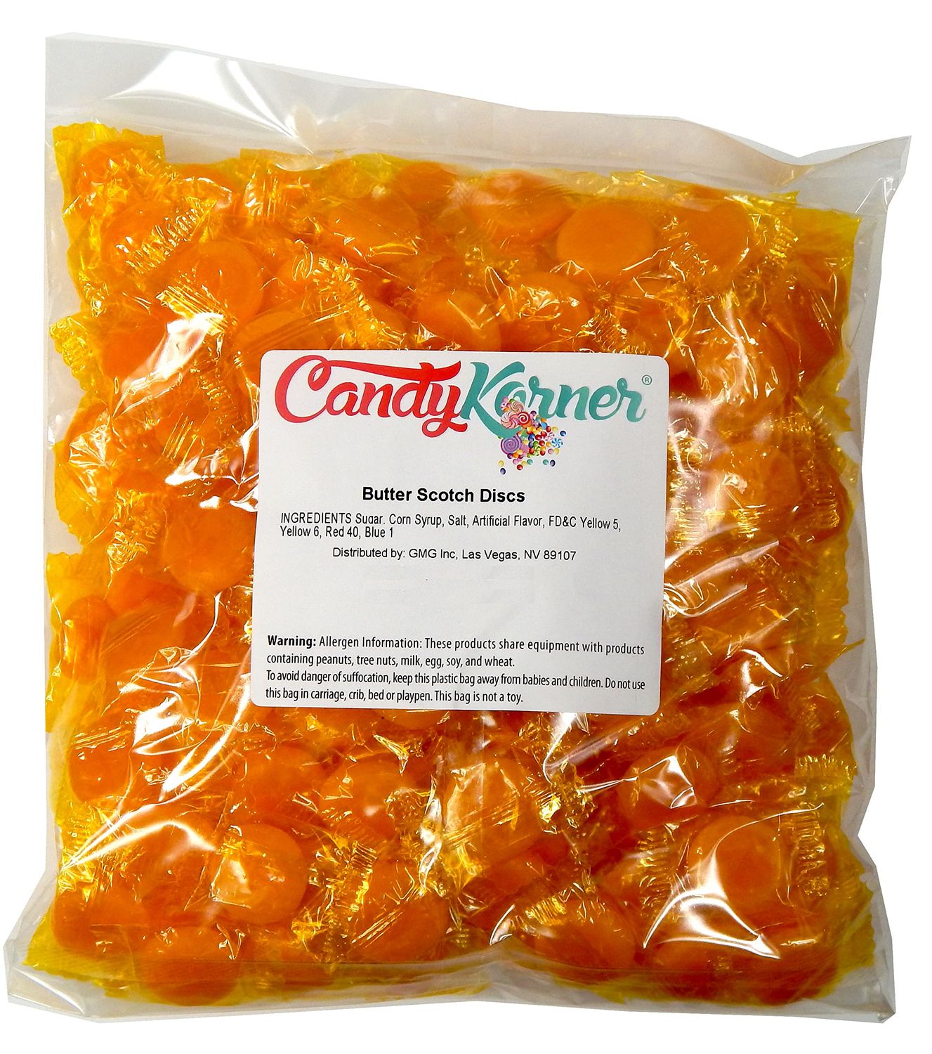Butterscotch Discs - Hard Candy Butter Scotch Disks - Individually Wrapped Butterscotch Discs 5 Pound (80 Ounces) By CandyKorner