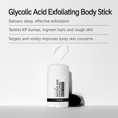 The INKEY List Glycolic Acid Exfoliating Body Stick 45g, Multiple Concerns, One Targeted Solution, Delivers Deep, Effective Exfoliation, Fragrance Free, Suitable For All Skin Types
