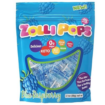 Zollipops Clean Teeth Lollipops, Blue Raspberry, 3.1 Ounce (Pack of 1)