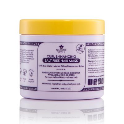 Nature Spell Curl Enhancing Hair Mask, 13.52 Fl Oz, Deep Conditioning Hair Mask for Curly Hair, Infused with Rice Water and Linseed