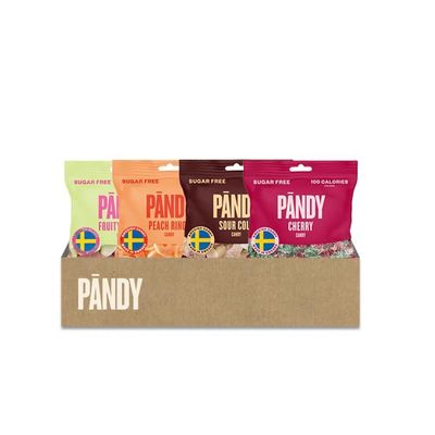 PANDY, Swedish Sugar Free Candy, Variety Pack (1.8 Ounce Bags, Pack of 4) - Healthy, Keto Gummy Candy, Low Calorie Sweets