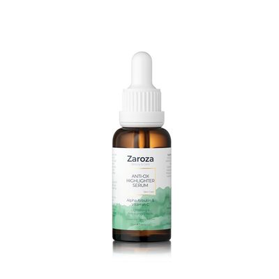 Zaroza Anti-Ox Highlighter Serum - Vitamin C, Hyaluronic Acid Alpha Arbutin - Brightening Firming Antioxidant Face Serum for Wrinkles, Uneven Tone Dry Skin - 1 fl oz