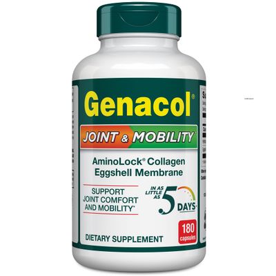 Genacol Natural Eggshell Membrane Collagen Peptides Supplement for Joint Comfort Flexibility Gluten-Free, Non-GMO Joint Mobility 180 Capsules