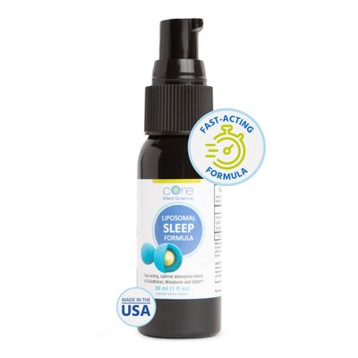 Liposomal Oral Sleep Spray Formula by Core Med Science, 1 Fl Oz - Melatonin Spray for Sleep Relaxation - Glutathione, Melatonin, GABA Sleep Aid Spray for Adults - Supports Restful Quality Sleep