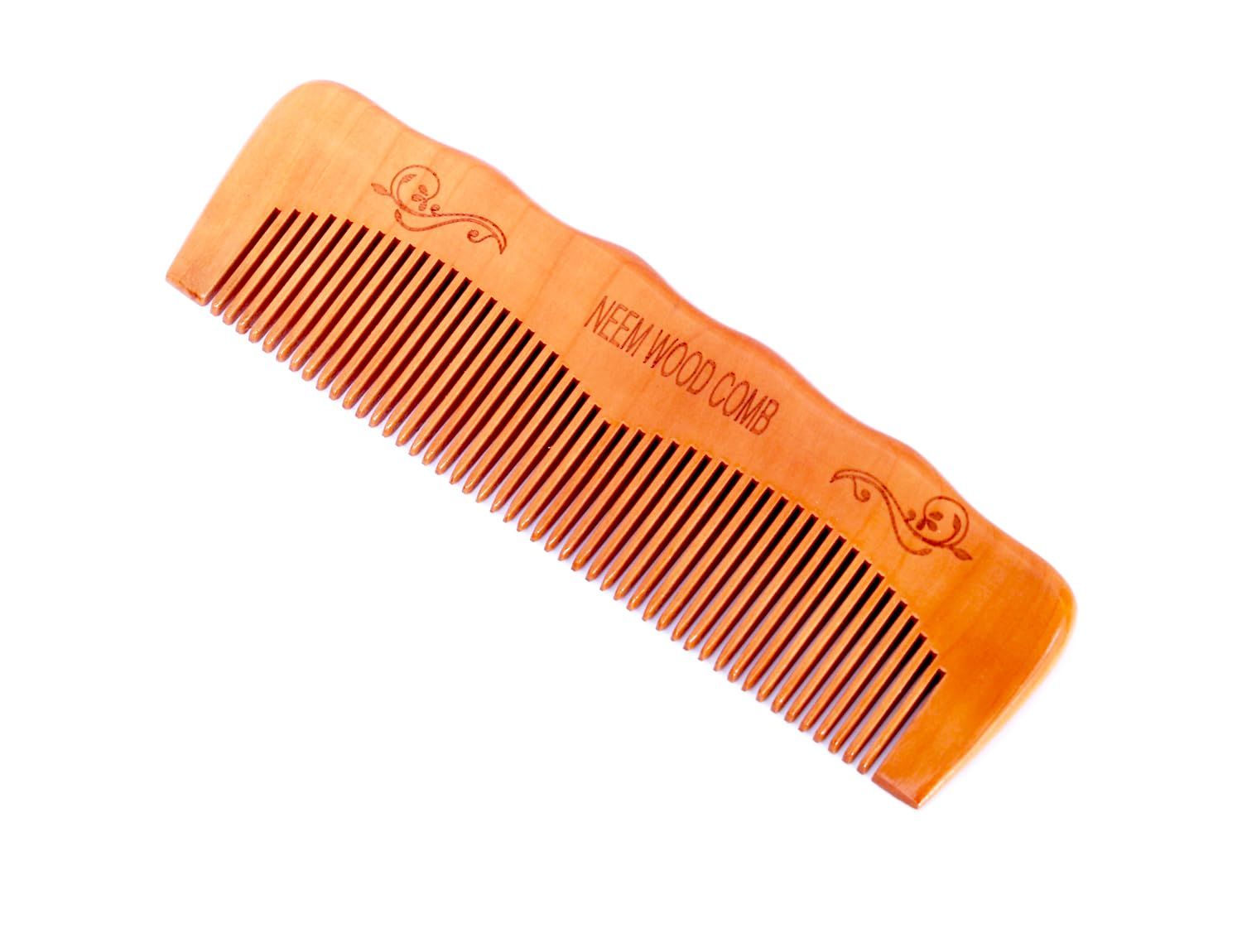 Handmade 100 Natural Green Neemwood Hair Combs, Anti-Static Wooden Hair Detangler (Simple)