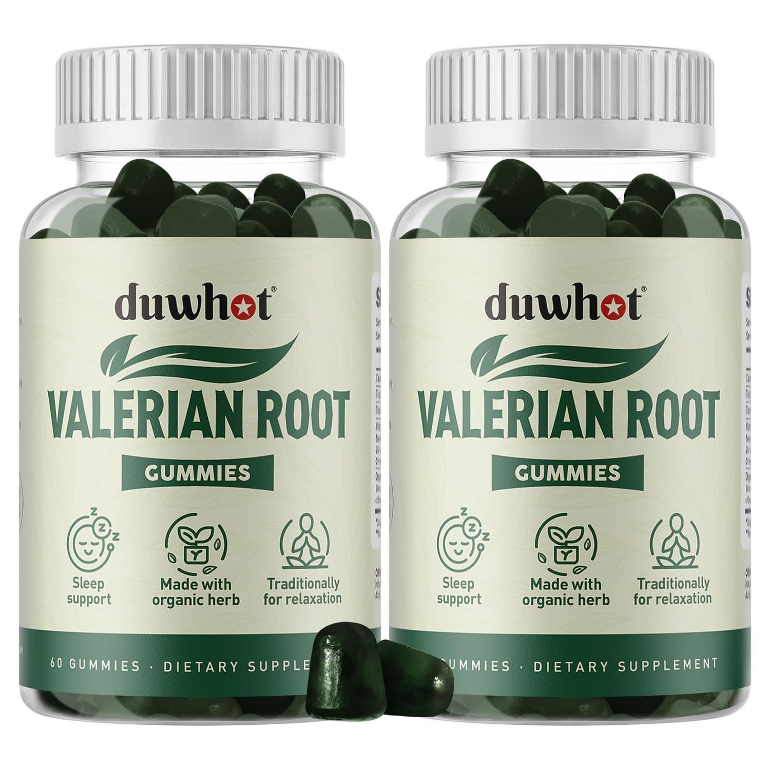 duwhot Valerian Root Gummy, Organic Valerian Root for Sleep Stress Relief, Enhanced with Chamomile Flower for Adults, Kids-Friendly, Apple Flavor, 120 Counts