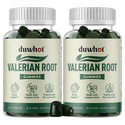 duwhot Valerian Root Gummy, Organic Valerian Root for Sleep Stress Relief, Enhanced with Chamomile Flower for Adults, Kids-Friendly, Apple Flavor, 120 Counts
