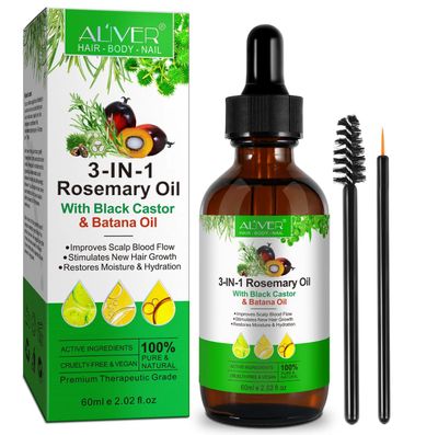 Maani Essence Jamaican Black Castor Oil Rosemary Oil Batana Oil (3 In 1) ORGANIC 100
