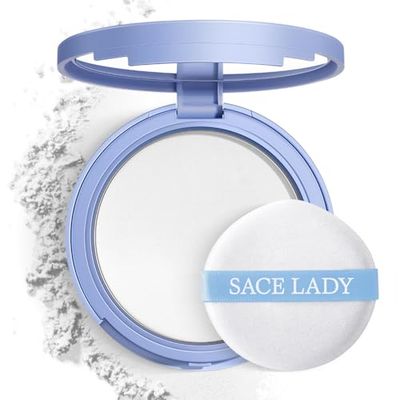 SACE LADY Face Powder Waterproof Sets Makeup, Controls Shine, Smooth Fine Lines for Flawless Lightweight Finish, Lasting Matte Translucent Compact Setting Powder Cosmetics Cruelty-free, 0.35oz