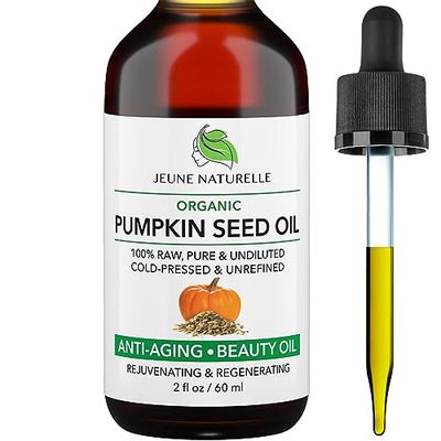 Jeune Naturelle Pumpkin Seed Oil Organic, 100 Pure RAW Cold Pressed Undiluted For Anti Aging Wrinkle Repair Hair Growth, Fast Absorbing, Travel Size, Non-Comedogenic Organic Pumpkin Seed Oil