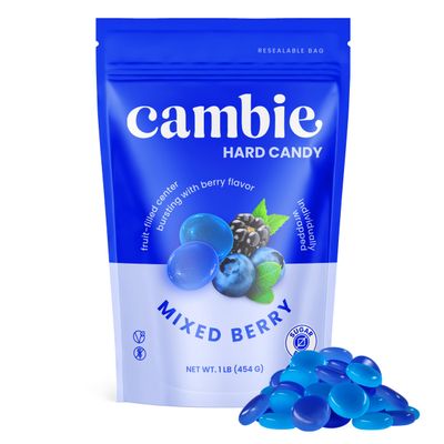 Cambie Sugar Free Mixed Berry Hard Candy - 1 Pound of Individually Wrapped Low Calorie Snacks, Keto Friendly, Diabetic Safe, Packaged Fresh in Resealable Pouch