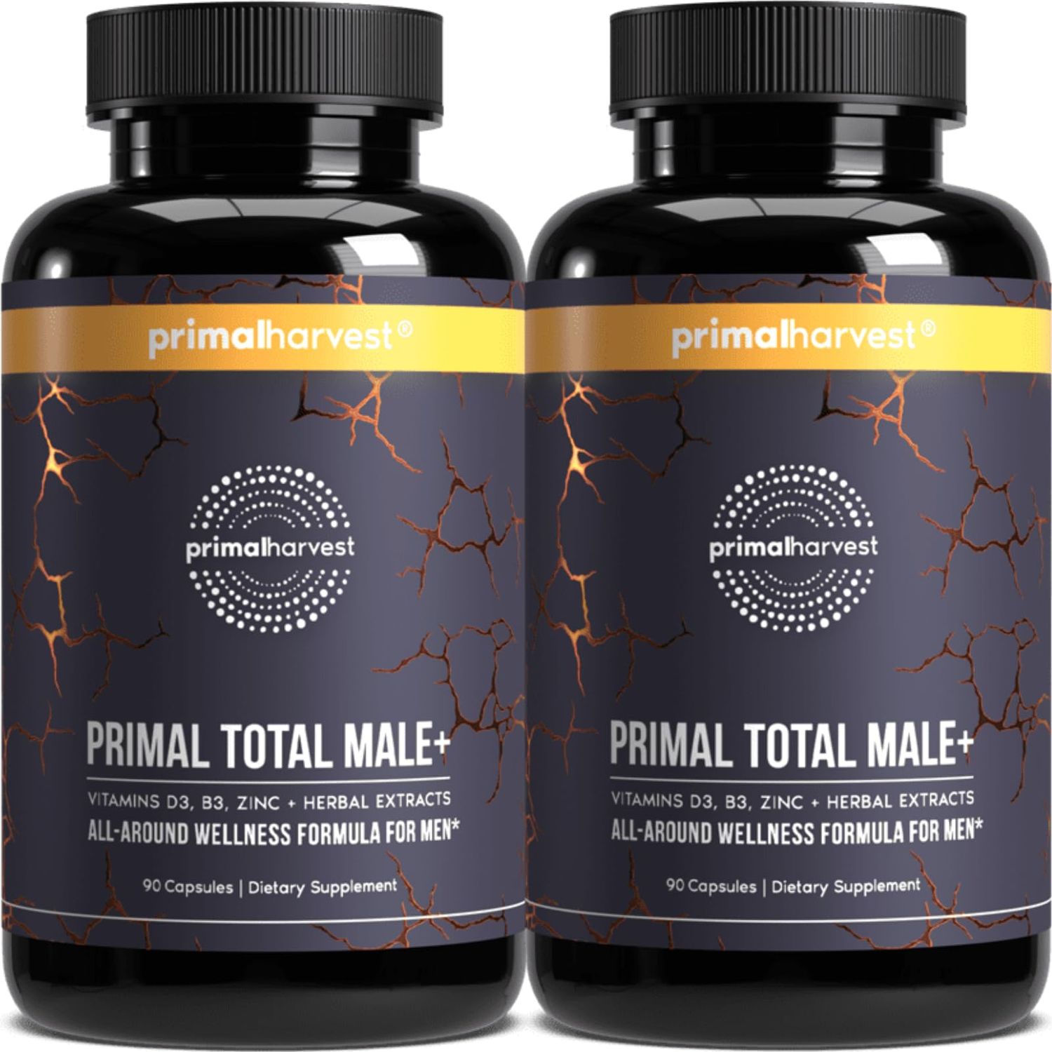 Primal Harvest 2 Pack, Primal Total Male Natural Tribulus Terrestris, Fenugreek, Korean Ginseng, Maca Root Horny Goat Weed for Men Booster, Max Boost 180 Capsules