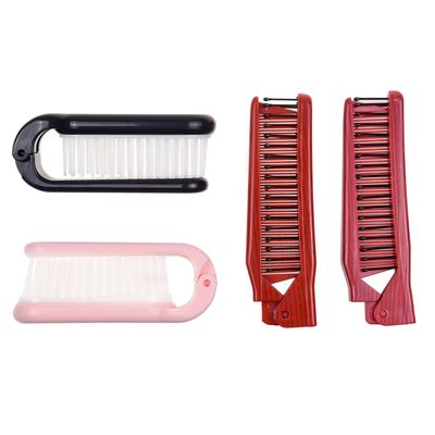 Kare Kind 4x Foldable Hairbrush and Comb - Pocket-Sized Grooming Tool for Travel - Fine and Wide Tooth Anti-Static Comb and Brush - For Straight, Curly, Fine, Thick Hair - Home, Purse, Gym, Bag, Car