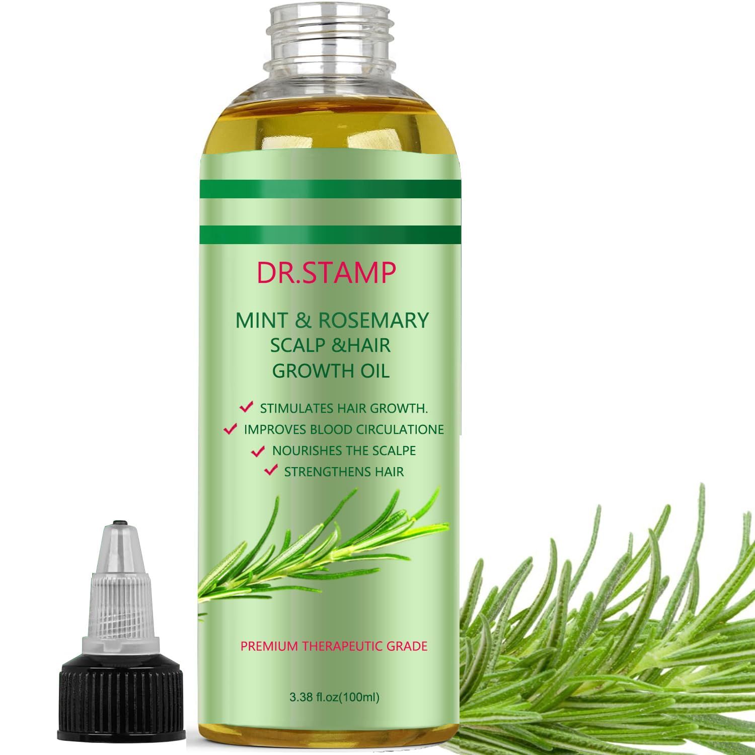 Rosemary Oil for Hair Growth - Nourishing Scalp Treatment with Castor Peppermint Oils - Strengthens Hair, Reduces Dryness Supports Thicker, Fuller Hair