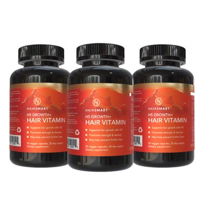 HairSmart H5 Grow Hair Vitamin Supplement - Biotin, Ayurvedic Herbs 5 Nutrient Groups for Hair Growth, Density Strength Best Hair Growth Supplement for Men and Women (Pack of 3)