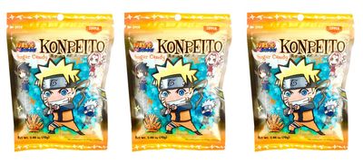 Naruto Shippudem Konpeito Japanese Sugar Candy 2.46oz 70g (Cider, 3 Packs)