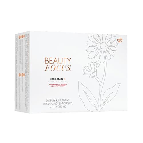 Beauty Focus Collagen Plus Strawberry Flavor Bioactive Collagen Peptides Supports Skin Hydration Elasticity Convenient 30mL Pouches for Daily Use