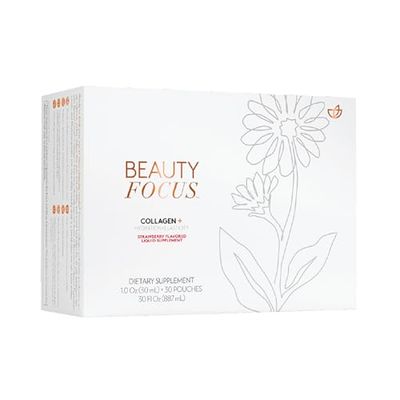 Beauty Focus Collagen Plus Strawberry Flavor Bioactive Collagen Peptides Supports Skin Hydration Elasticity Convenient 30mL Pouches for Daily Use