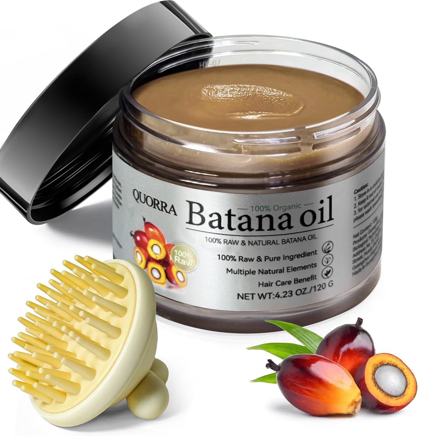Quorra Raw Batana Oil for Hair Growth Dr. Sebi 100 Natural Organic Hair Oil from Honduran for Thick and Strong Natural Hair,Unrefined Cold Pressed Cosmetic Scalp Mask for Men Women