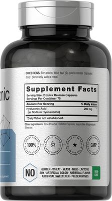 Horbach Hyaluronic Acid Supplement 200 mg 150 Capsules Non-GMO and Gluten Free Supplement