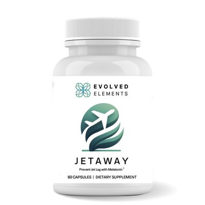 Evolved Elements JetAway - Natural Sleep Support Supplement with Bio-Fermented Melatonin - Jet Lag Support - Allergen-Free, No Jet Lag (60 Capsules)