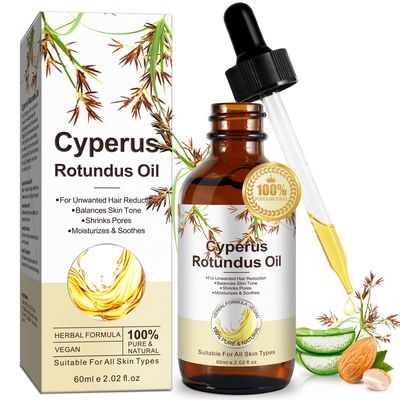 Cyperus Rotundus Oil 2.02 fl.oz, Natural Cyperus Rotundus Oil for Hair Removal, Reducing Body Hair Growth, Moisturizing Soothing the Skin, Shrink Pores, Suitable for All Skin Types