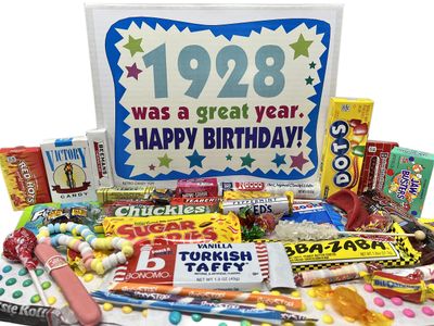 RETRO CANDY YUM 1928 97th Birthday Gift Box Nostalgic Candy Assortment from Childhood for 97 Year Old Man or Woman Born 1928
