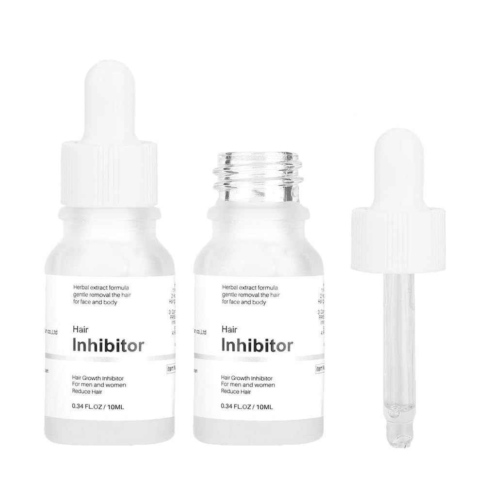 LINEDSON 2PCS Hair Inhibitor Serum for Face, Hair Growth Inhibitor Mild Natural Plant Extract Permanent Hair Removal Cream Stop Hair Growth on Face Women