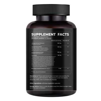 Mishas Nutraceuticals Ashwagandha, Maca Root, Fenugreek Supplement with Ginseng - Supports Stress Relief, Mood Balance Thyroid Health - 60 Capsules