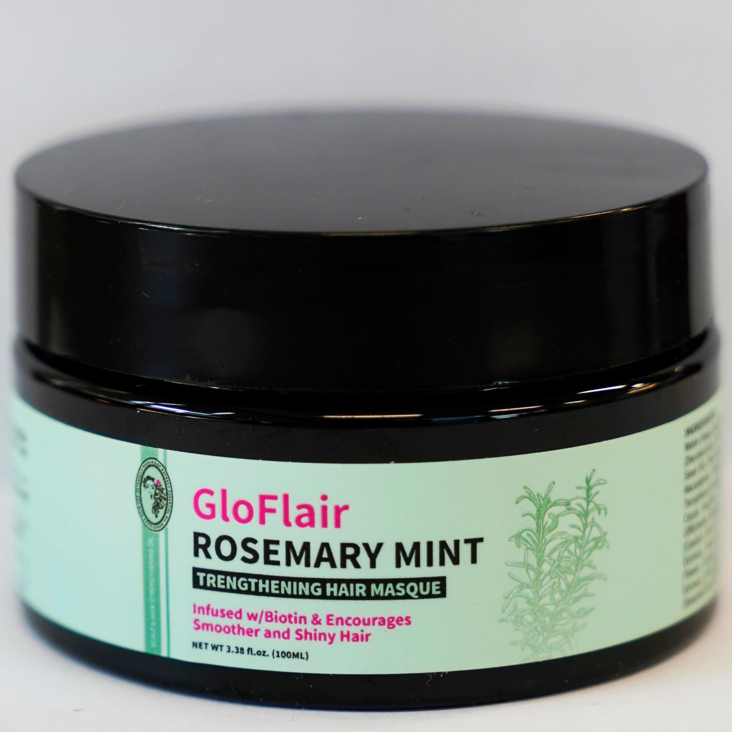 GloFlair Rosemary Mint Strengthening Hair Masque, 100ML - Infused with Biotin Encourages Smoother, Shiny Hair - No Sulfates, Parabens, or Mineral Oil