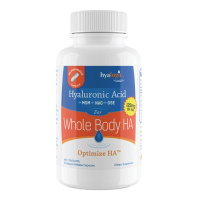 Hyalogic Hyaluronic Acid 120 mg Delayed Release Capsules Combo Formula wGlucosamine MSM Support Healthy Eyes and Skin and Overall Body Promote Healthy Skin Non-GMO (30 Count)