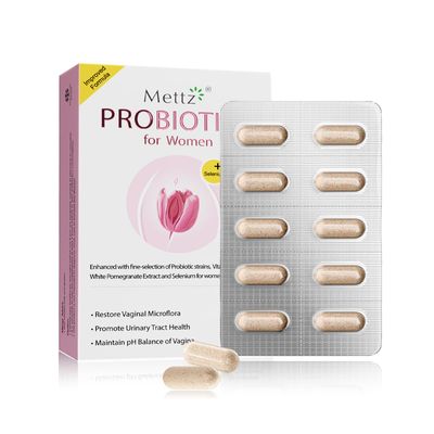 Mettz Vaginal Probiotics for Women pH Balance with Lactobacillus Probiotic Cranberry, White Pomegranate, Women&#39;s Vaginal Health Supplement, Healthy Vaginal Odor Vaginal Flora, 30Ct (Pack of 1)