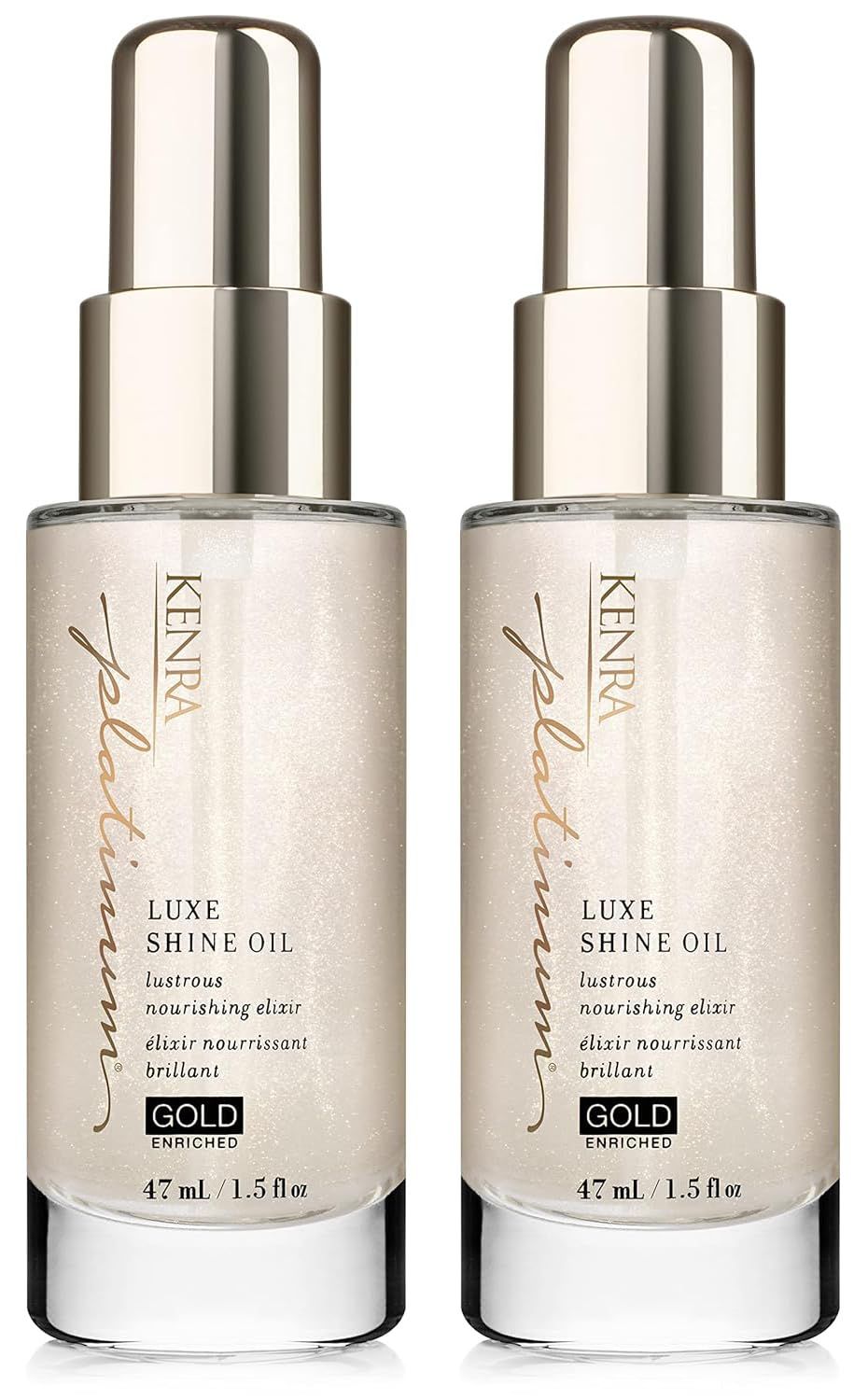 Kenra Platinum Luxe Shine Oil Gold Enriched Nourishing Elixir Enhances Shine Manageability Thermal Protection Up To 450F Medium To Coarse Hair 1.5 fl. Oz (2-Pack)