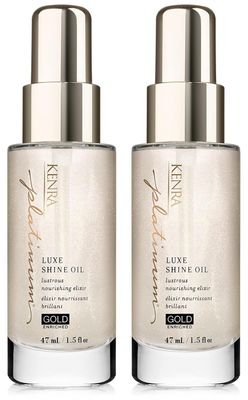 Kenra Platinum Luxe Shine Oil Gold Enriched Nourishing Elixir Enhances Shine Manageability Thermal Protection Up To 450F Medium To Coarse Hair 1.5 fl. Oz (2-Pack)