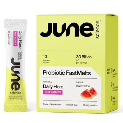 June Science Daily Hero for Women Fast Melt Pre Probiotic for Women (30 Pack, Watermelon)