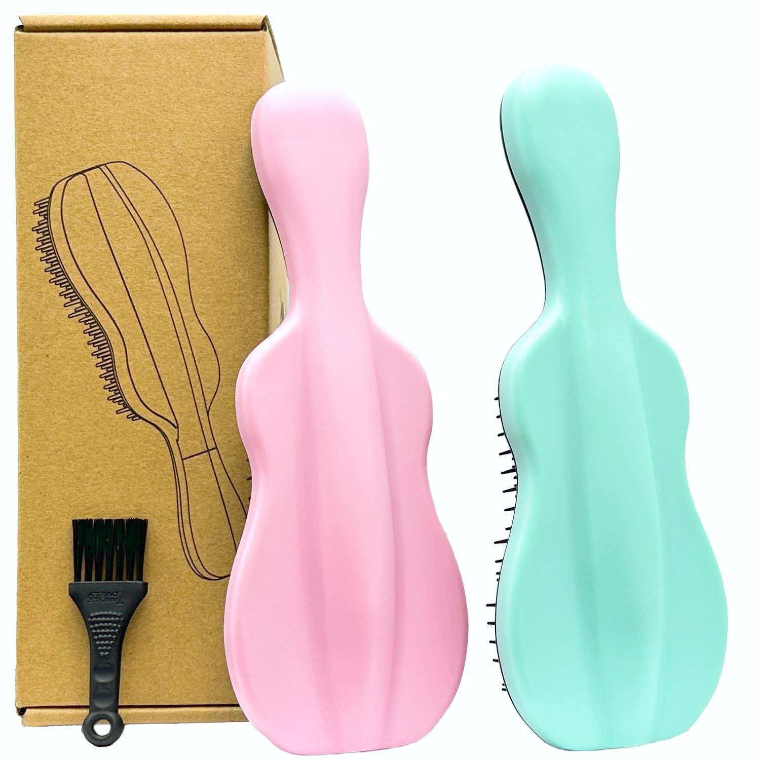 WYNK Hair Brush Detangler for Adults KidsDetangling Comb Hair Styling Tools Appliances for NaturalWavyCurlyCoilyWetDryOilThickStraightLong Hair (2 Pack, Soft GreenPink)