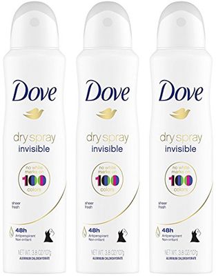 Dove Dry Spray Antiperspirant - Invisible - Sheer Fresh - Net Wt. 3.8 OZ (107 g) Per Can - Pack of 3 Cans