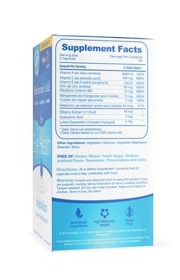 HylaVision Eye Health Supplements: Hyaluronic Acid, Lutein and Zeaxanthin Dietary Supplements for Vision Support (120 Capsules)- Vegan Formula by Hyalogic
