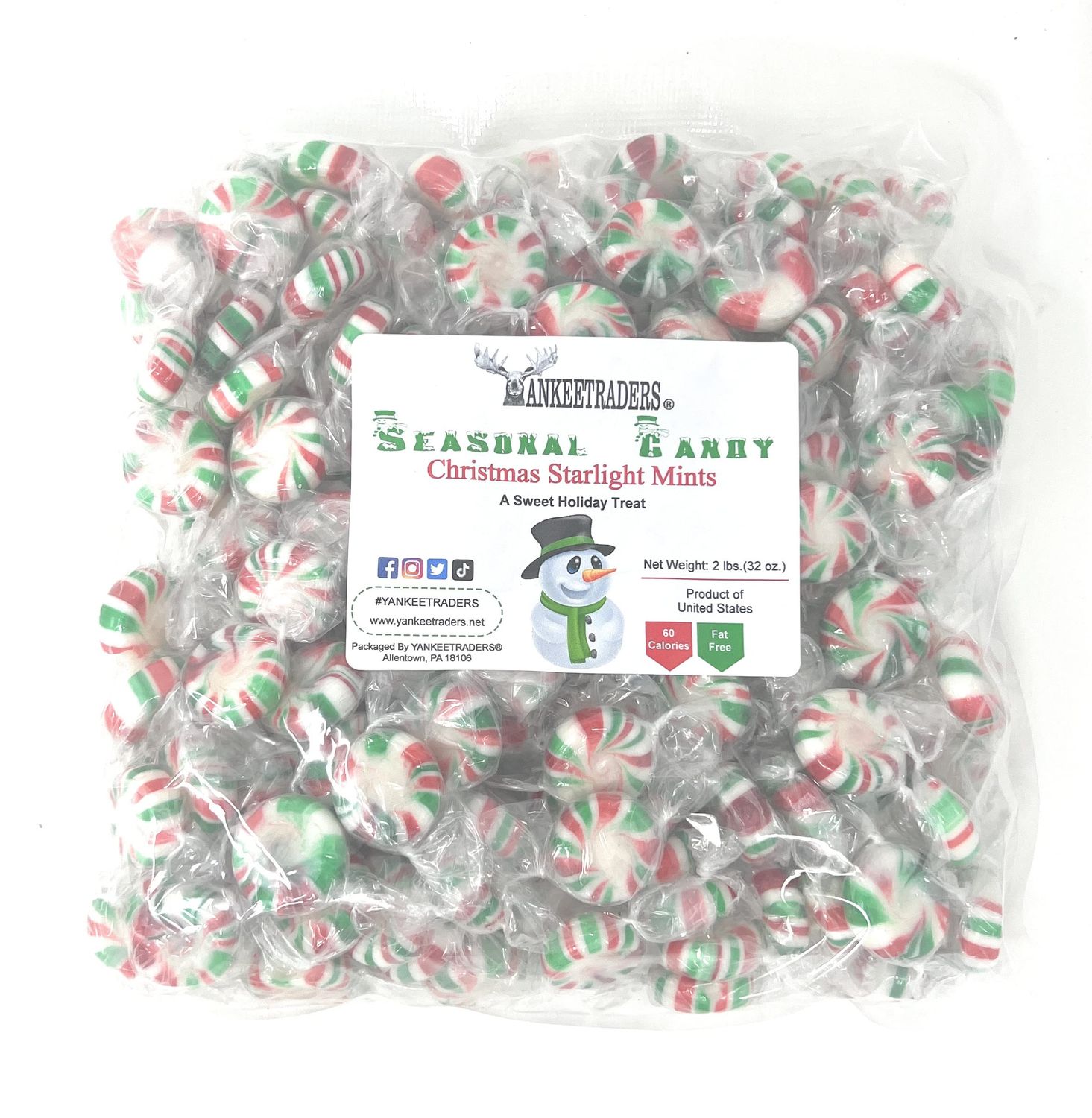 YANKEETRADERS Christmas Starlight Mints, 2 Pound