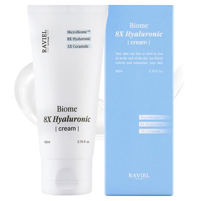 RAVIEL Biome 8X Hyaluronic Cream Long-lasitng Hydration 5X Ceramide Barrier Moisturizer for Sensitive Skin Daily Korean Skincare (2.70 fl oz)
