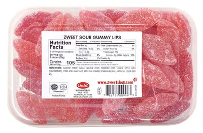 Zweet Sour Gummy Candy Lips 10 Ounce - Red Sour Lip Candy, Red Candy, Sour Kosher Candy, Halal Candy - Resealable Pack of Sour Gummy Candy (Pack of 3)