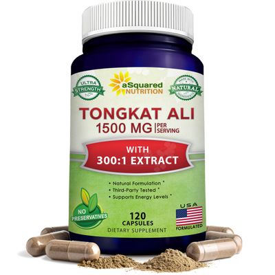 aSquared Nutrition Tongkat Ali 1500mg - 120 Capsules - Longjack (Eurycoma Longifolia) Extract Supplement Long Jack Root Powder Pills - Tongkat Ali for Men Women