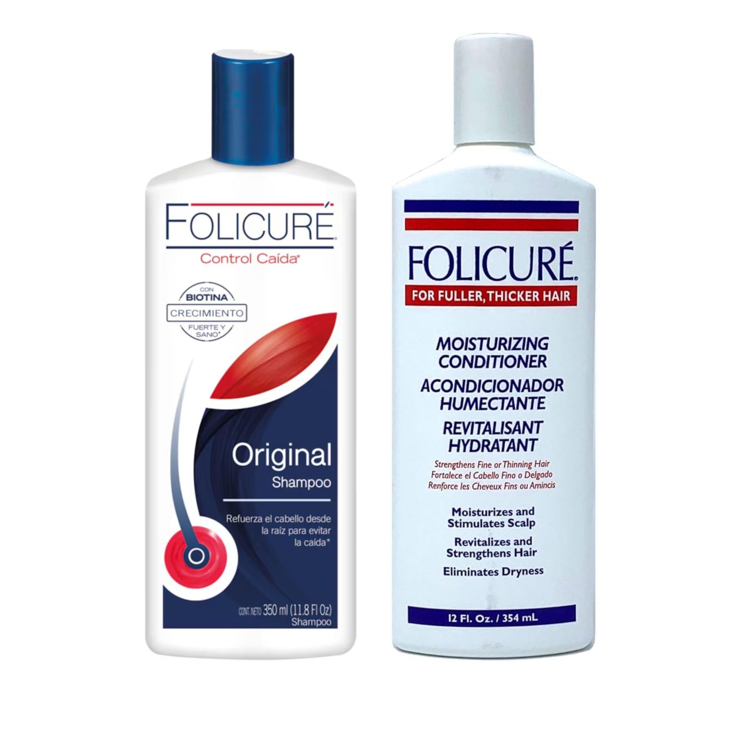 Folicure Shampoo Control Cada 11.8 oz y Acondicionador Hidratante 12 oz Pack 2
