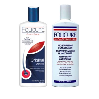 Folicure Shampoo Control Cada 11.8 oz y Acondicionador Hidratante 12 oz Pack 2