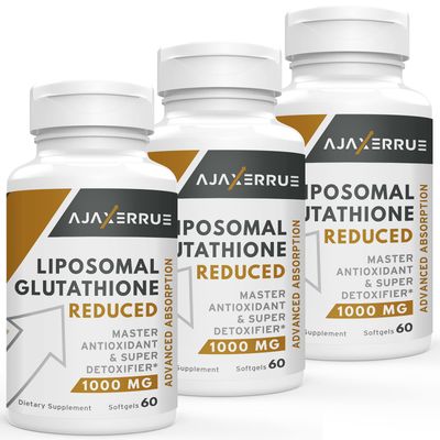AJAXERRUE 1400 mg Liposomal Glutathione, Superior Absorption Complex Reduced Glutathione Supplement with Vitamin C, Hyaluronic Acid, Master Antioxidant for Liver Detox, Brain, Skin