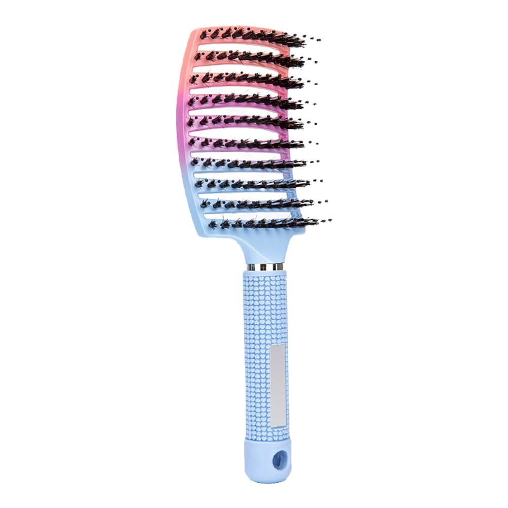 Ultra Magical Detangler Brush, Detangling Brush, For Wet Or Dry Detangling HairBrush For Men, Women And Kids, Fast Drying Styling Massage curved Hairbrush (Rainbow-A)