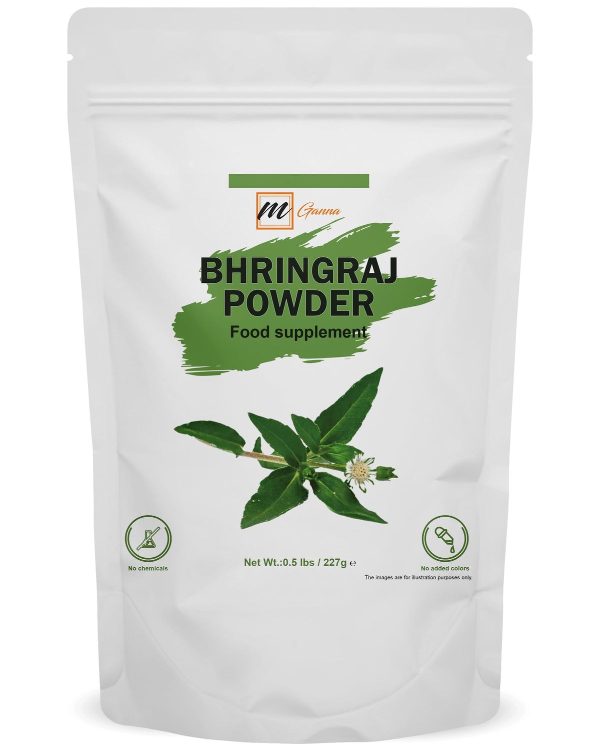 mGanna (0.5 Pound) 100 Natural Bhringraj Powder 227 Grams Pure Eclipta Alba For Hair Health Skin