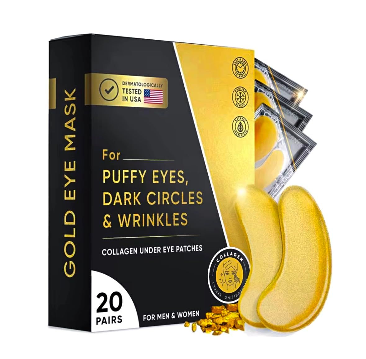Under Eye Patches (20 Pairs) - Eye Patches For Puffy Eyes And Dark Circles - Under Eye Mask For Beauty Personal Care - Under Eye Mask Amino Acid Collagen For Dark Circles And Puffiness