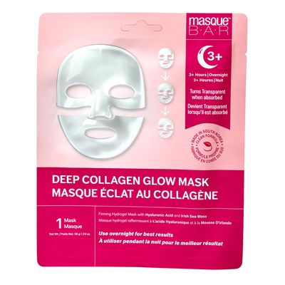 masque BAR Deep Collagen Glow Mask with Hyaluronic Acid Tiktok Trending Rapid Absorbing Face Mask for Deep Hydration, Elasticity, and Pore Minimizing Fragrance Free Korean Skincare-6pk