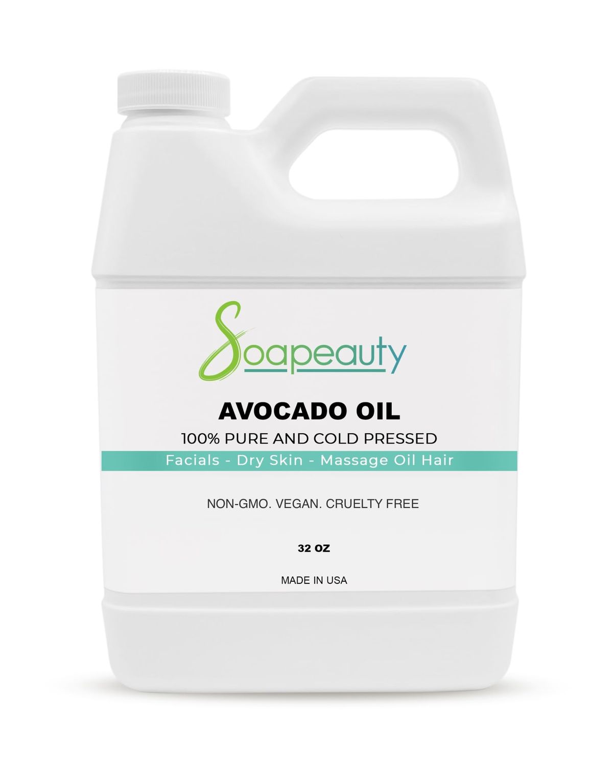 Soapeauty Avocado Oil for Skin Hair - Cold Pressed - 100 Pure Natural - Carrier Oil for Essential Oils - Massage Oil - 32 fl oz